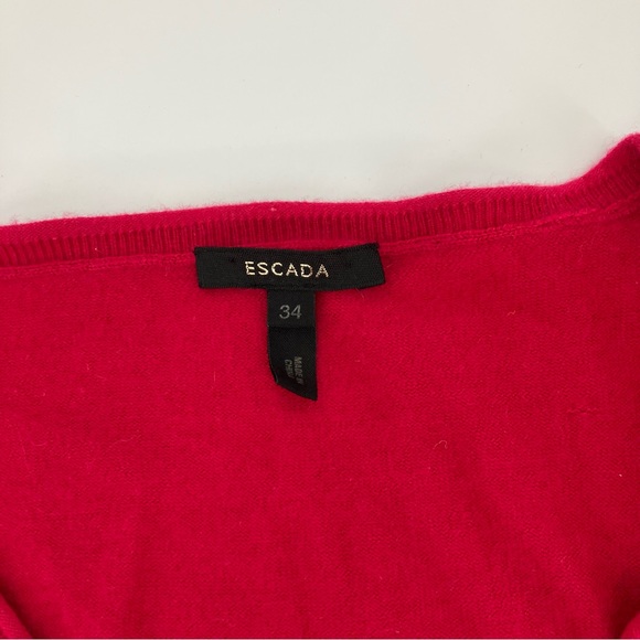 Escada Red Cashmere Long Sleeve Sweater - Size 34 - Picture 5 of 8